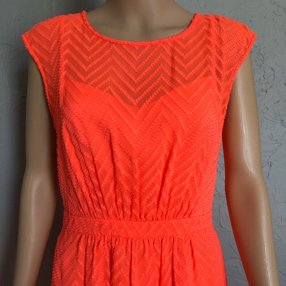 J. Crew Sleeveless Chiffon Dress in Zigzag - Neon - Picture 3 of 8